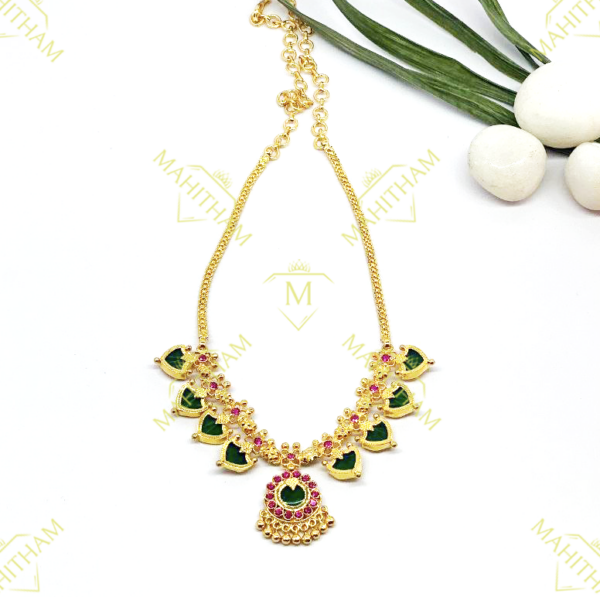 Palakka Green Ruby Red stone necklace